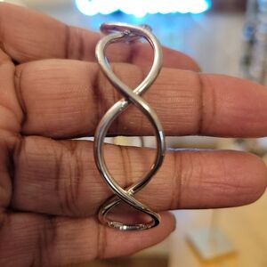 • SALE! Silvertone Swirly Cuff Bracelet - Unsigned • Shown On 6.5 Inch Wrist
